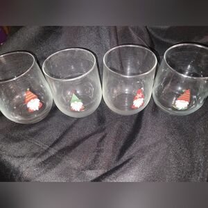 Festive Gnome Stemless Wine Glass Set